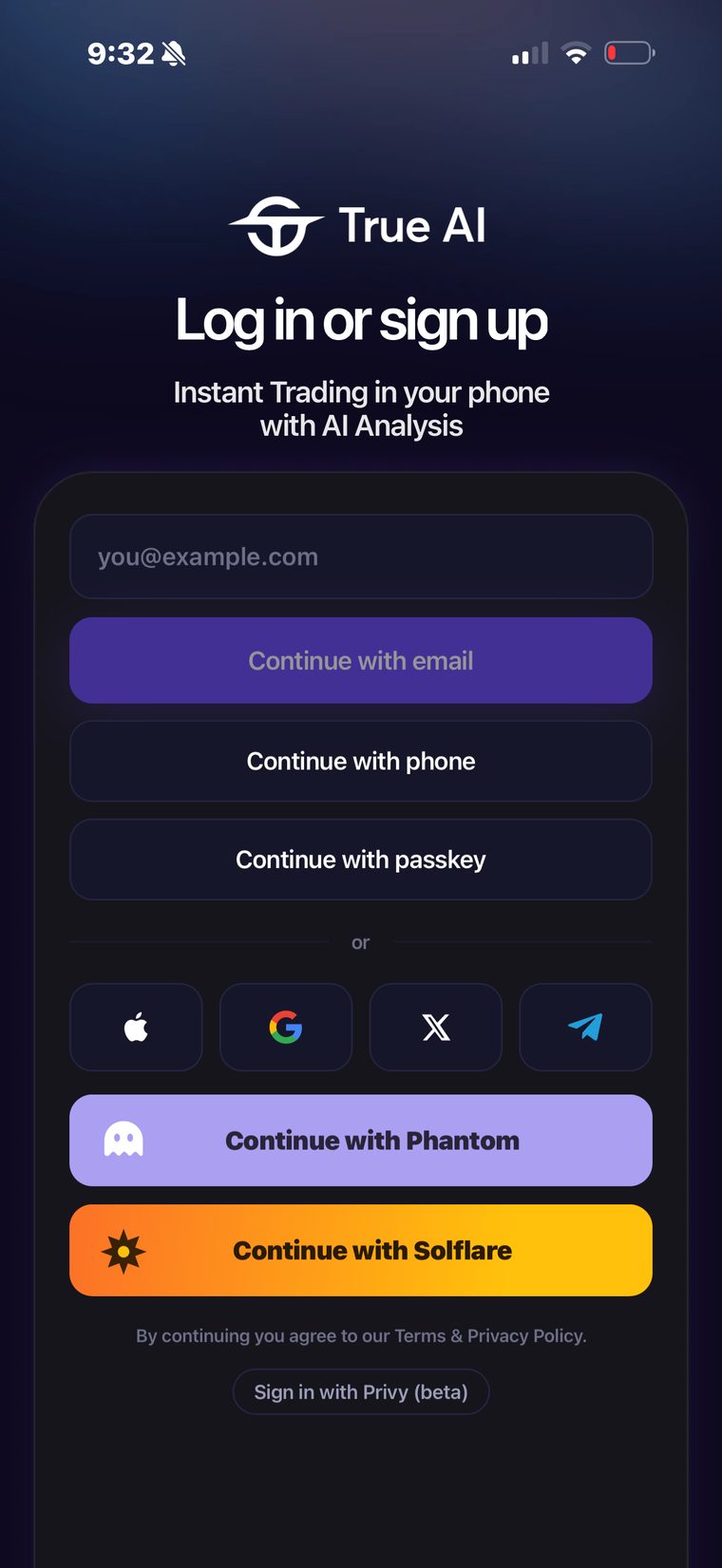 Sign-in screen